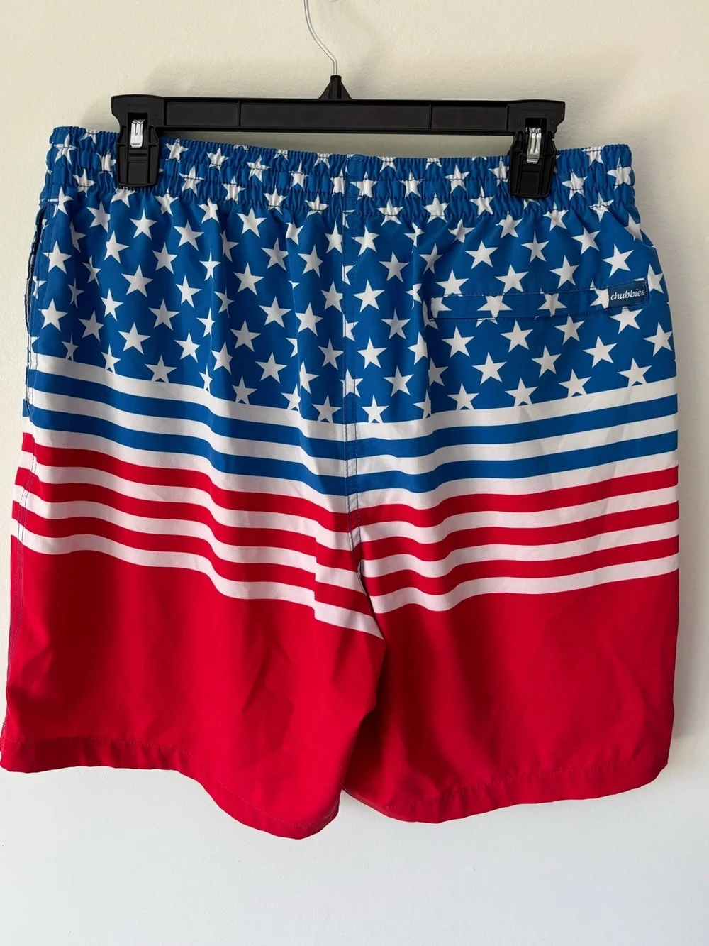 Chubbies American Flag Backyard BBQ 7 Inch Swim Trunk Red White Blue Stars